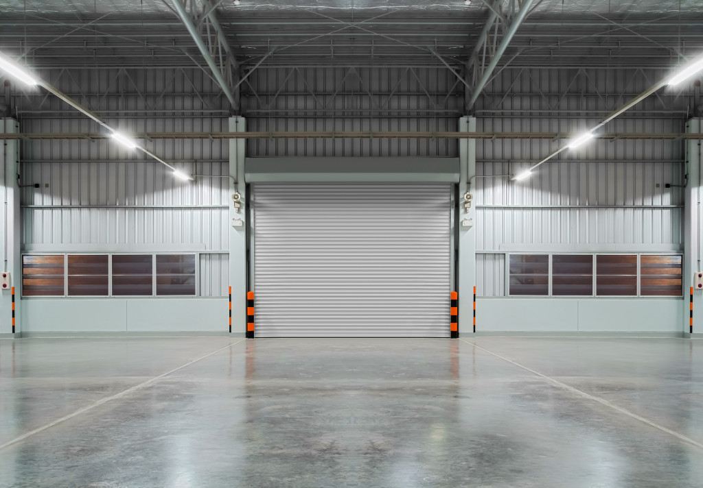 A well-lit warehouse space